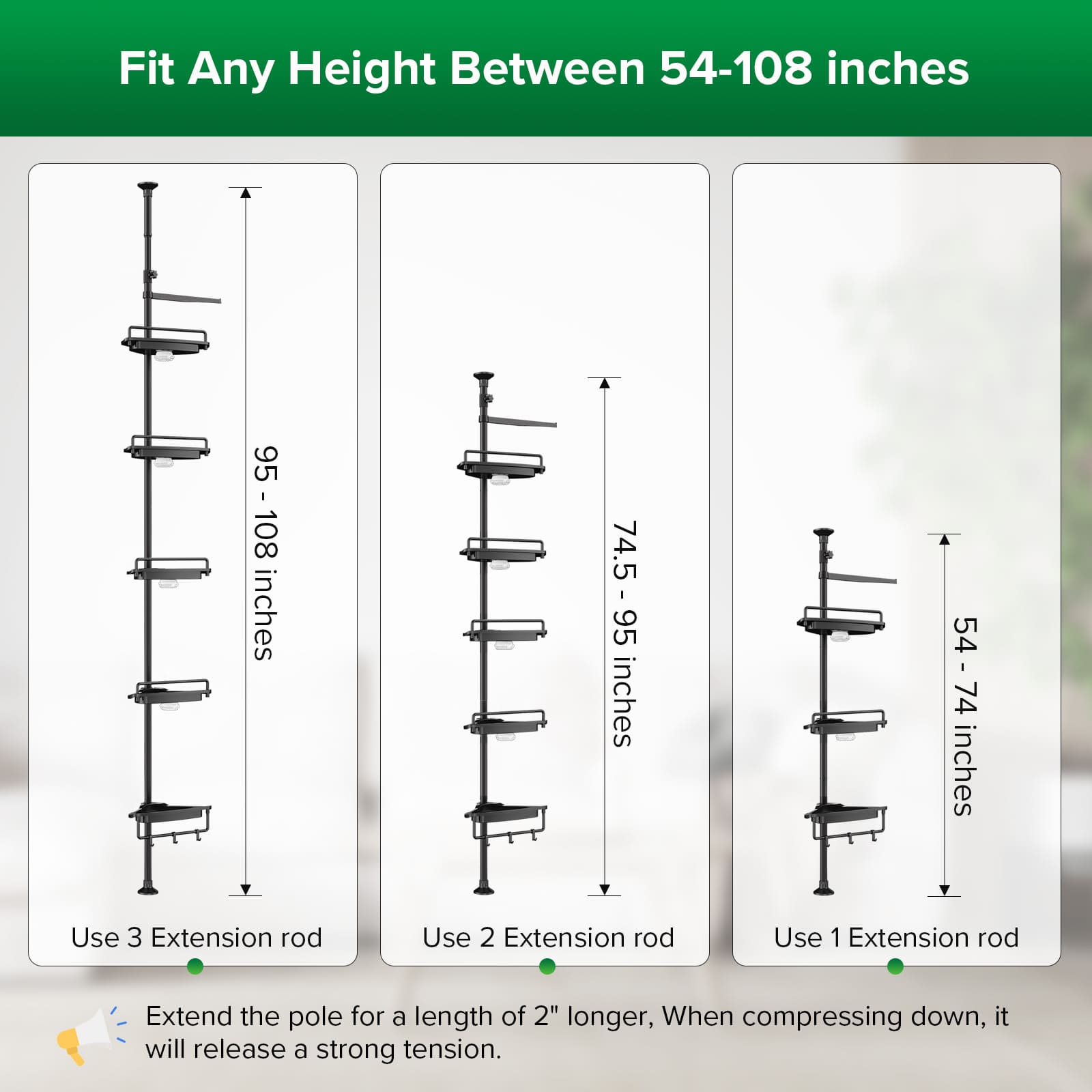 SANSI 20W LED Puck Grow Light with Shelf is fitted any height between 54-108 inches.