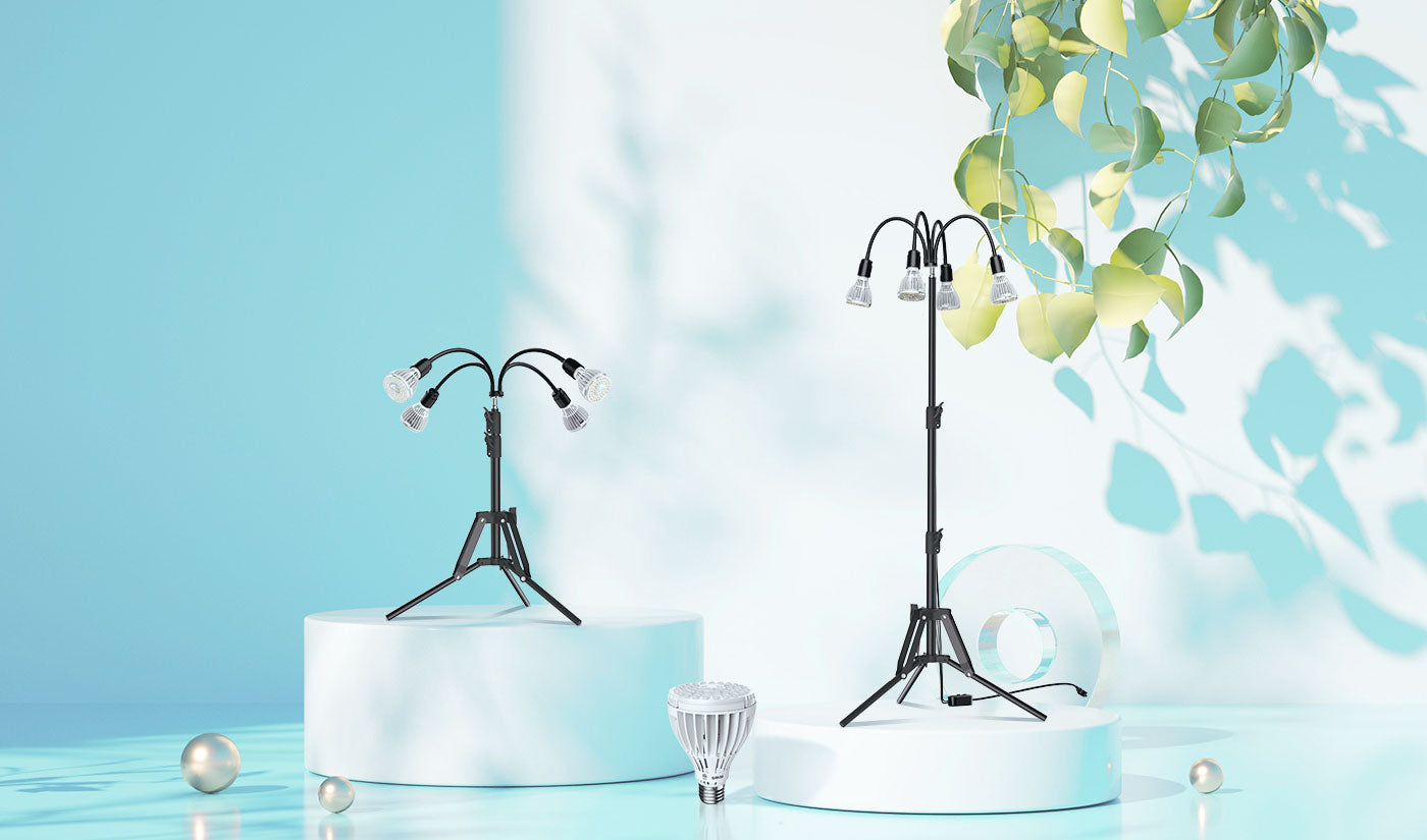 Upgraded Version Multi-head Tripod Stand LED Grow Light,Professional Gardening Services for You,Free PAR20 10W Grow Bulb with Orders!
