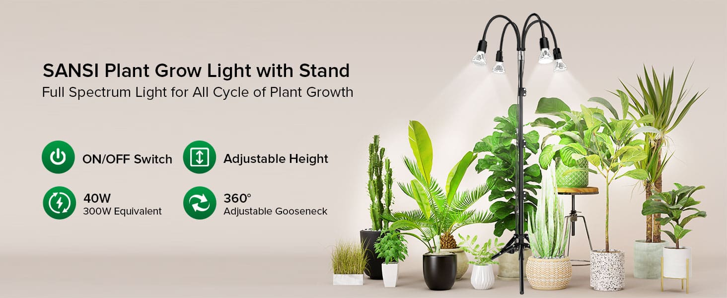 SANSI 40W Grow Light with Adjustable Tripod Stand.