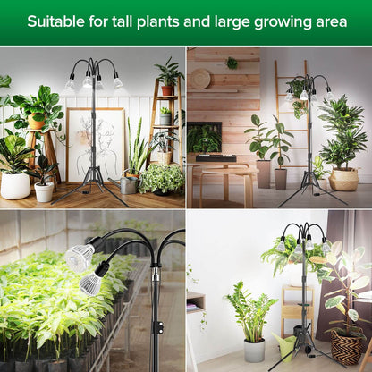 SANSI Upgraded 128W Grow Light with Adjustable Tripod Stand is suitable for tall plants and large growing area.