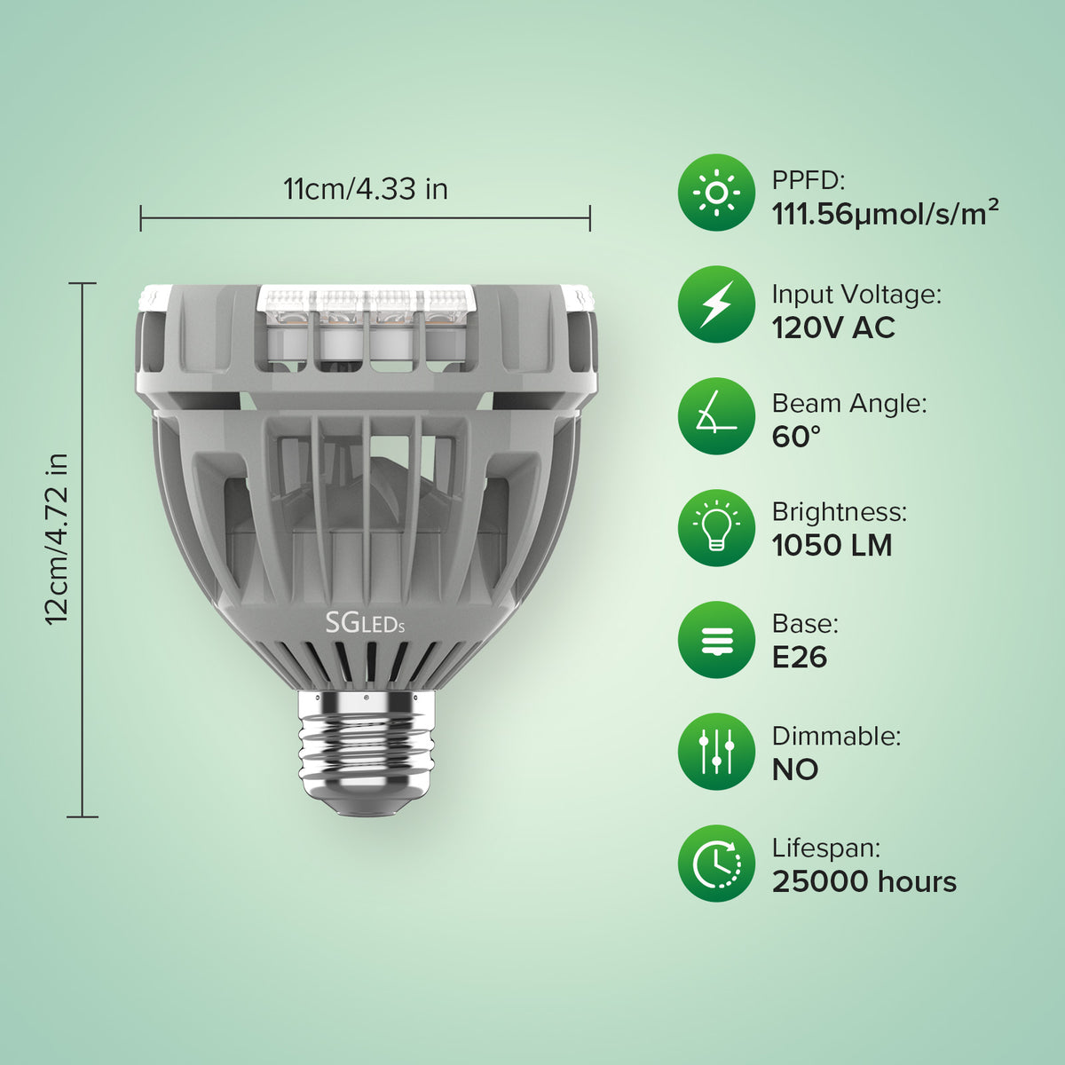 SGLEDs PAR25 15W Grow Light Bulb (US ONLY)