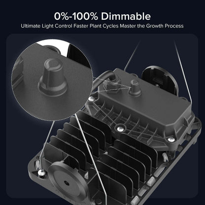 Dimmable 70W LED Grow Light for indoor plants has 0%-100% dimmable, Ultimate Light Control Faster Plant Cycles Master the Growth Process. 