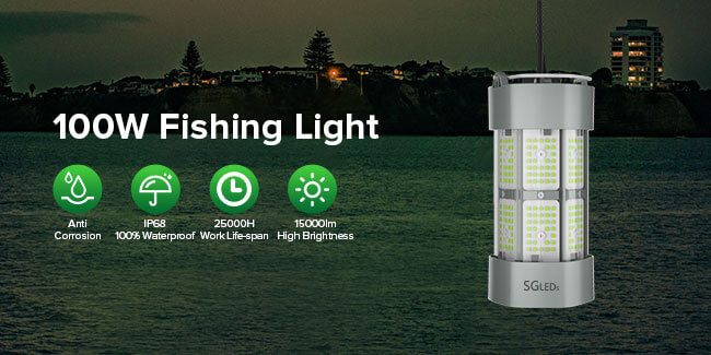 green fishing light, anti-corrosion, IP68 waterproof,25000H work hours, 15000lm