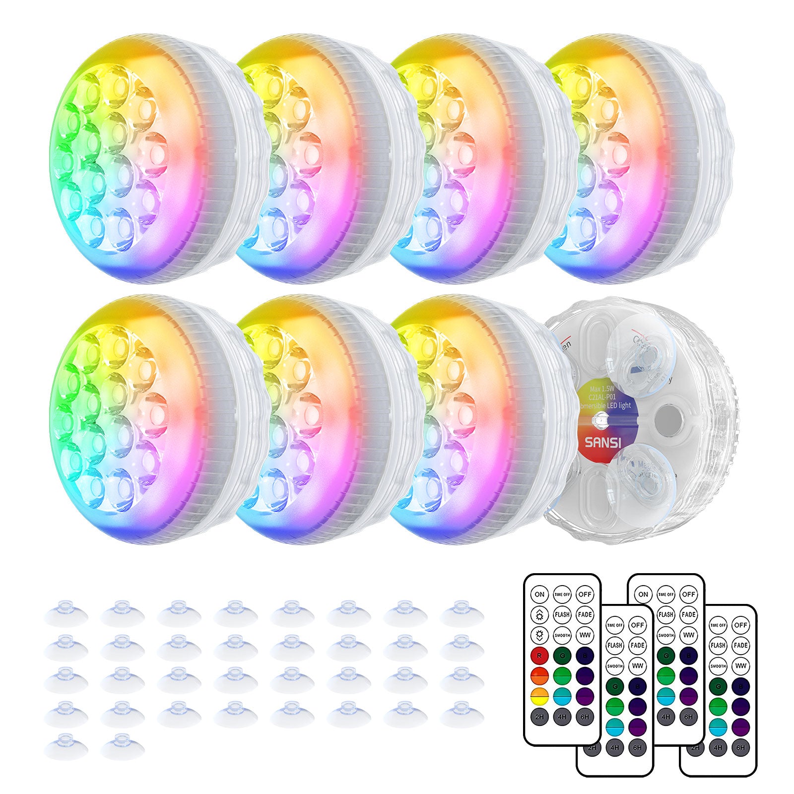 RGB LED Submersible Pool Light (US ONLY)（8-pack)