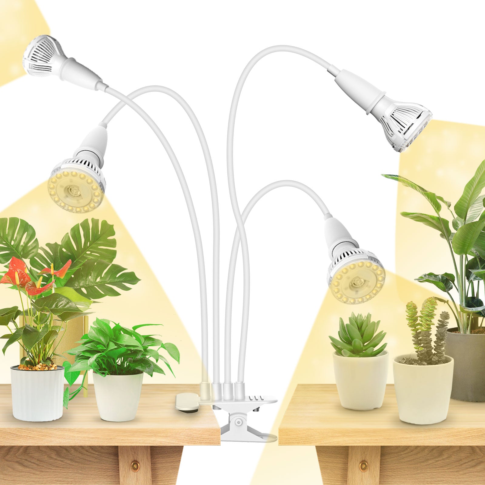 40W Adjustable 4-Head Clip-on LED Grow Light (US ONLY)(White Version)