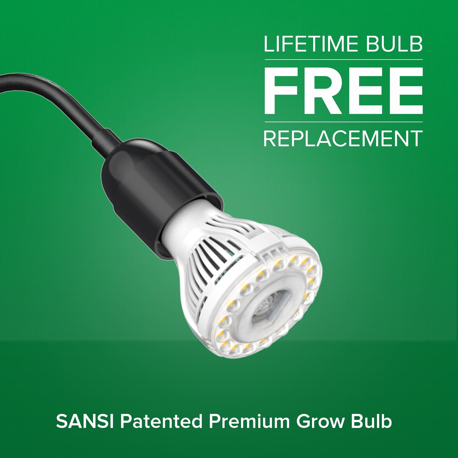 SANSI provides lifetime Free bulb replacement for 40W Adjustable 4-Head Clip-on LED Grow Light.