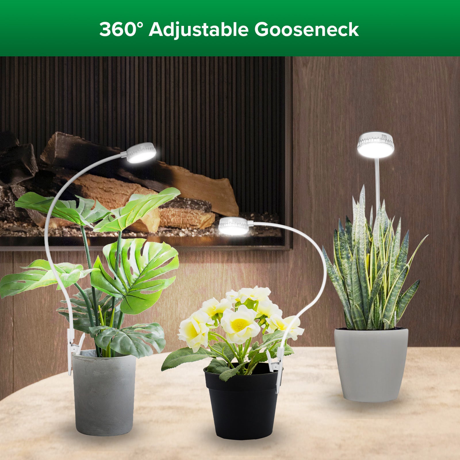 Pot Clip LED Grow Light (US ONLY) has 360° adjustable gooseneck.