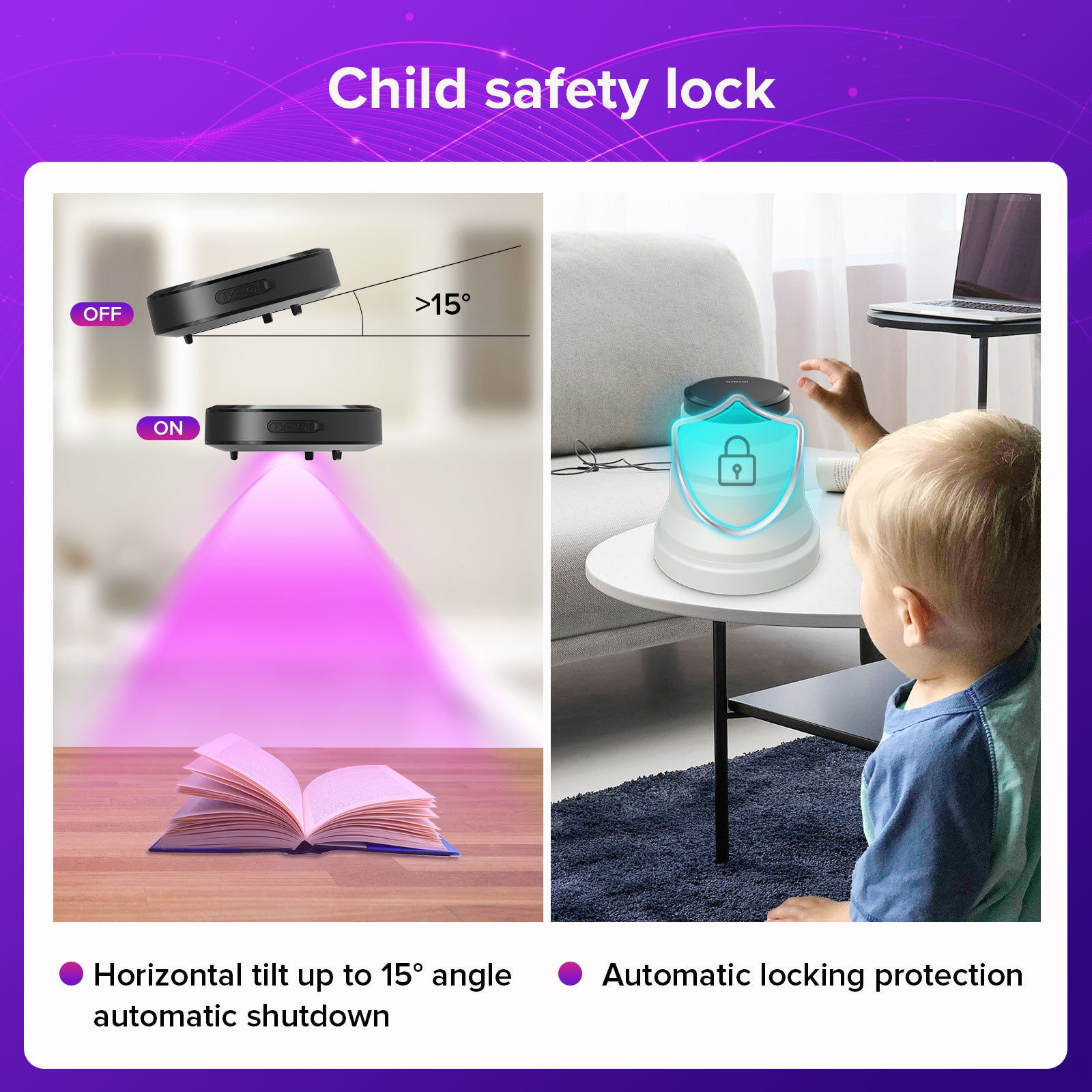 Portable UV Hand Light with child safety lock
