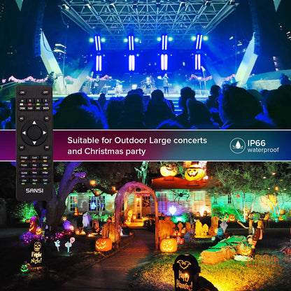 100W RGB LED Flood Light (US CA ONLY) is IP66 waterproof，which is suitable for outdoor large cencerts and Christmas parties.