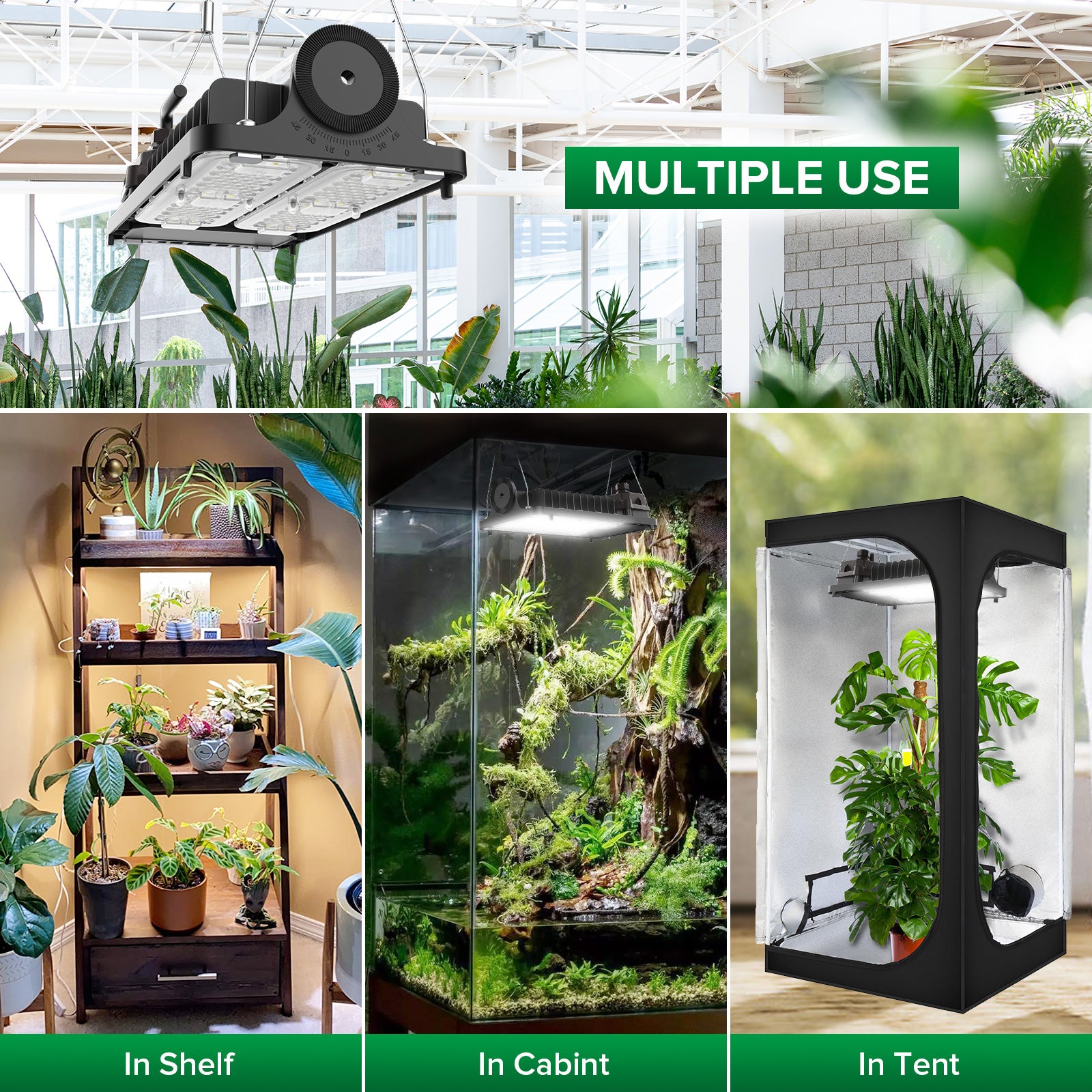 Dimmable 100W LED Grow Light for large plants indoor has multiple use, suitable for shelf, cabint and tent