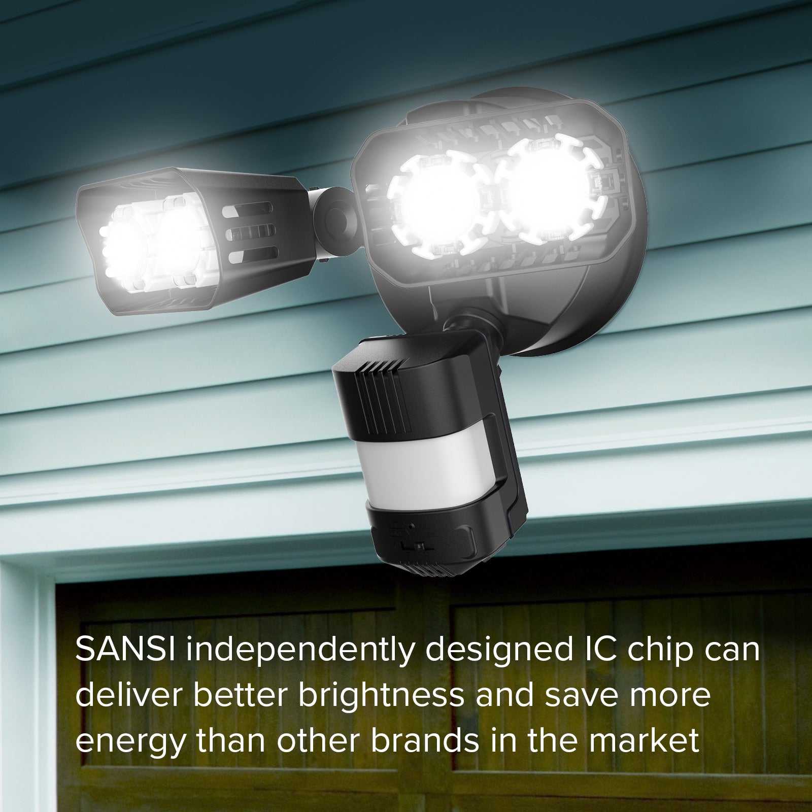 18W LED Security Light (Dusk to Dawn & Motion Sensor) adopt the drive power IC chip independently designed by SANSI, superior brightness and save more energy than other brands in the market