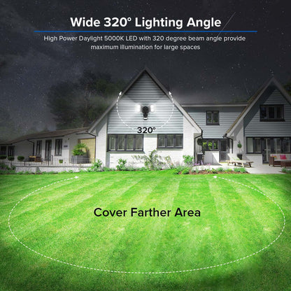 18W LED Security Light (Dusk to Dawn & Motion Sensor) equipped with high power 5000K daylight led chips with 320° adjustable angles for flexible application