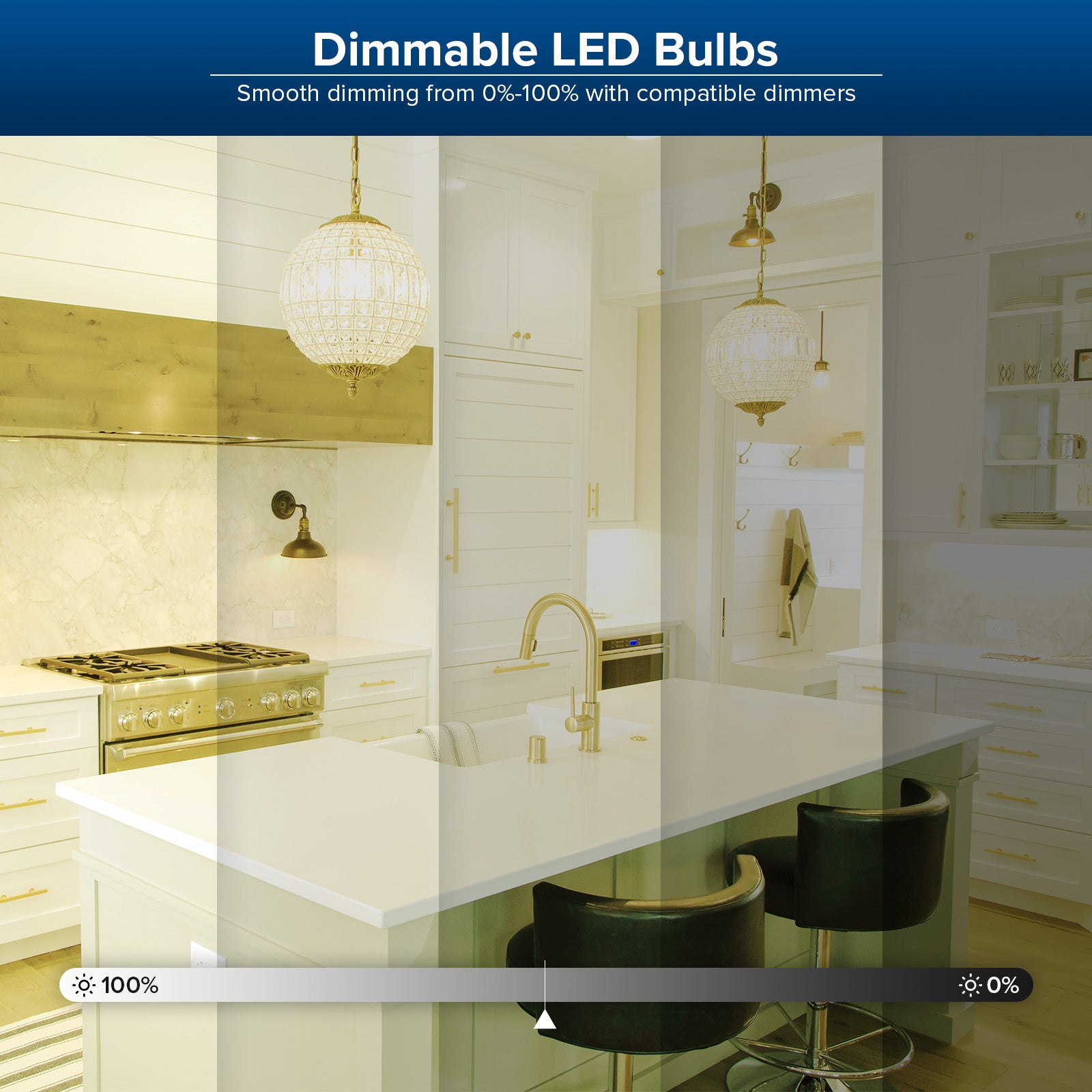 Dimmable LED 3000K Bulbs,Smooth dimming from 0%-100% with compatible dimmers.