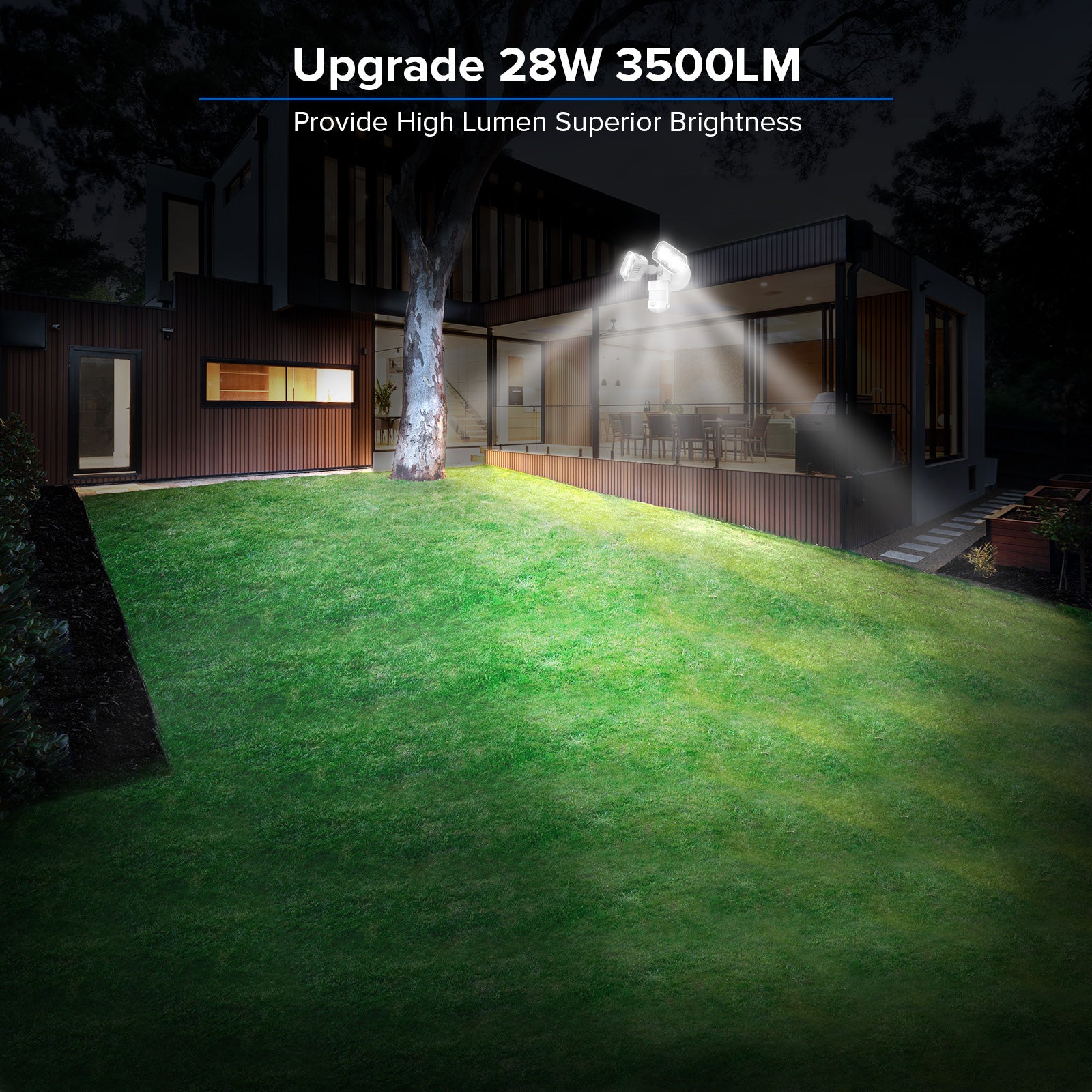 Upgraded 28W LED Security Light (Dusk to Dawn & Motion Sensor) provide 3500 lumen, superior brightness