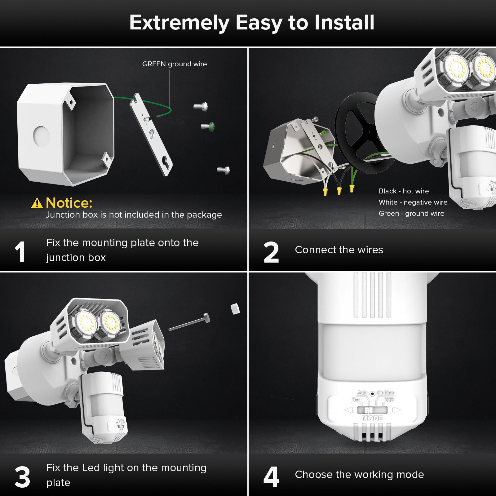 Upgraded 28W LED Security Light (Dusk to Dawn & Motion Sensor) is extremely easy to install