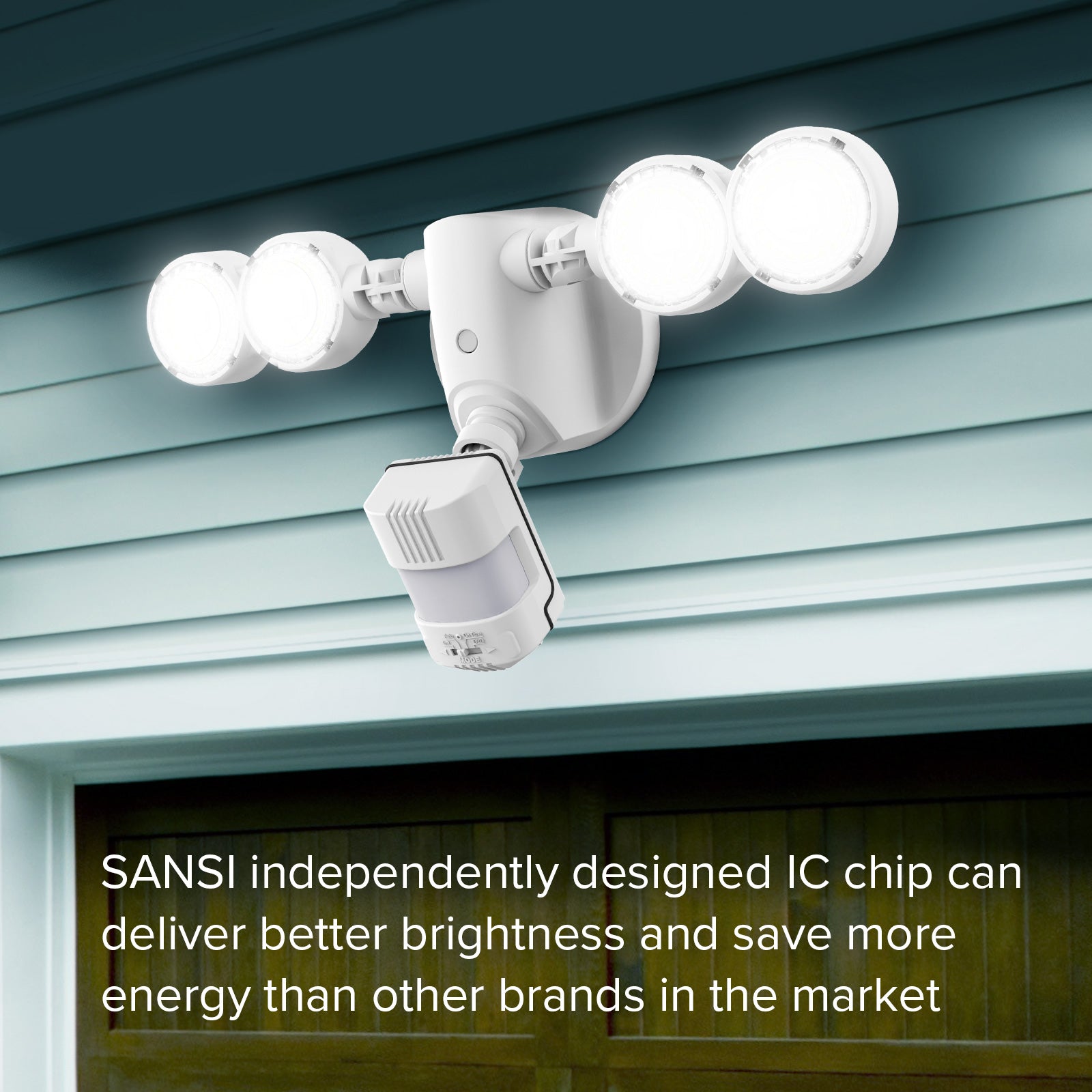 30W LED Security Light (Dusk to Dawn & Motion Sensor) adopt the drive power IC chip independently designed by SANSI, superior brightness and save more energy than other brands in the market
