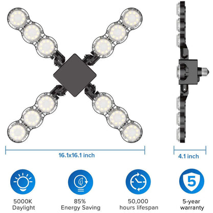 The dimension of 60W LED Garage Light (Folding Wings).