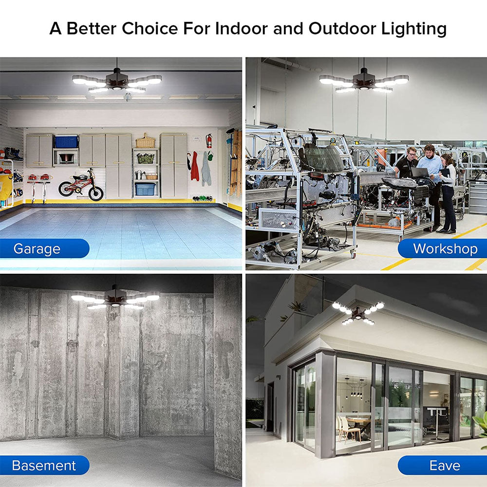 60W LED Garage Light (Folding Wings, Infrared Sensor)，A better choice for indoor and outdoor lighting.