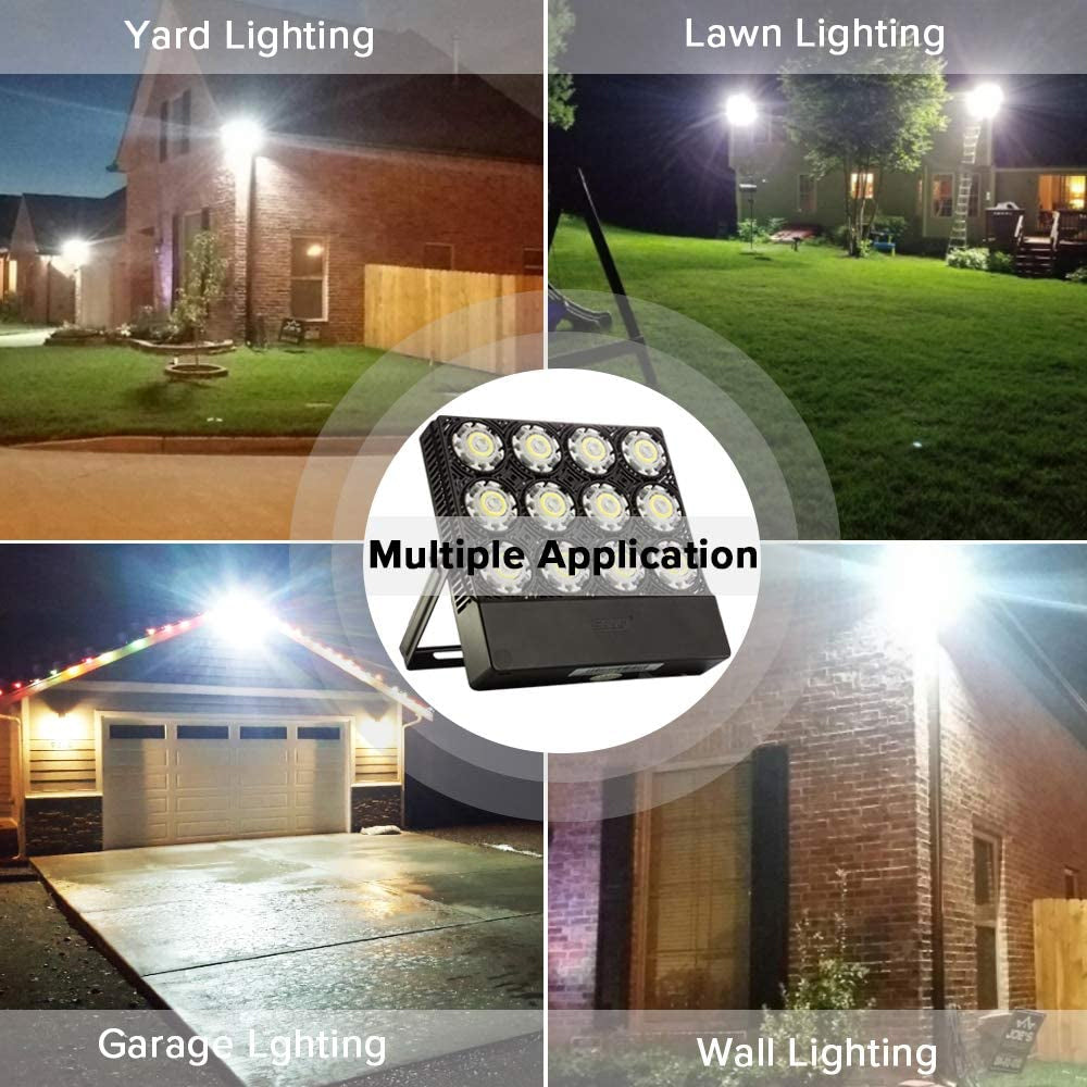 Multiple application for 70W LED Flood Light (US ONLY).Yard lighting，lawn lighting，garage lighting and wall lighting.