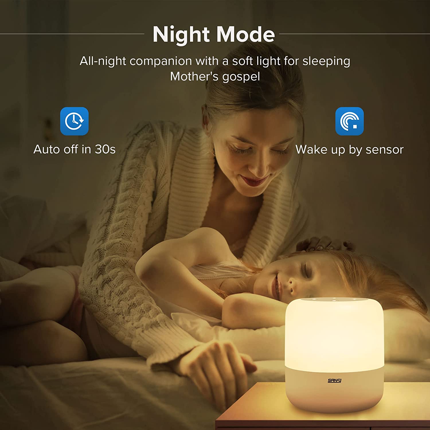 6W LED RGB Touch Sensor Table Lamp (US Only) has night mode，wake up by sensor and auto off in 30 seconds.
