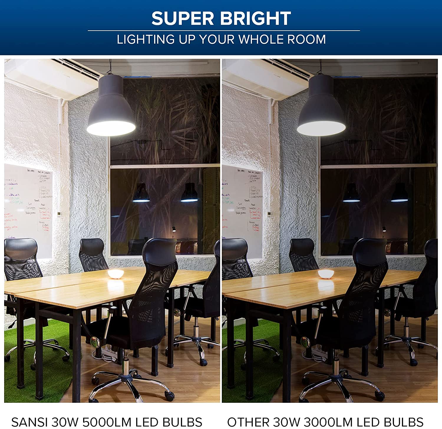A21 30W LED Light Bulb is super bright，lighting up your whole room.