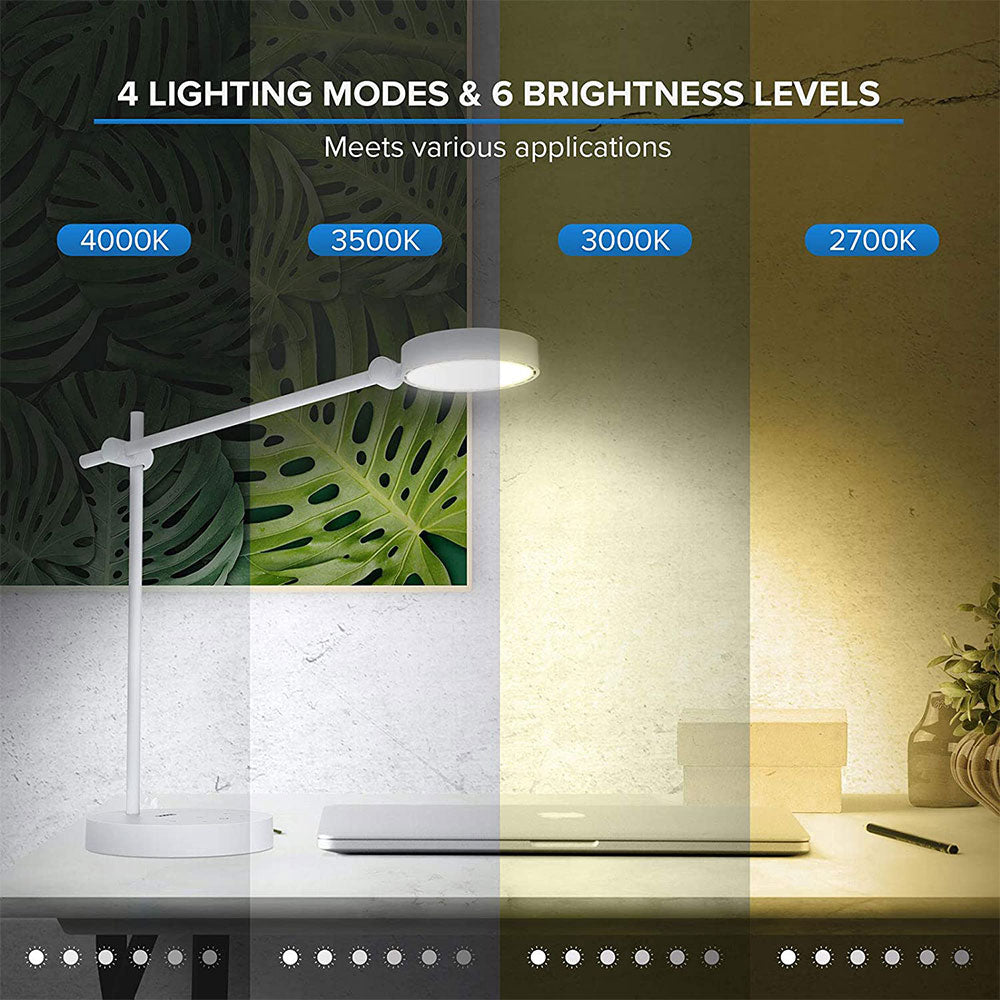 10W LED Desk Lamp has 4 lighting modes & 6 brightness levels.